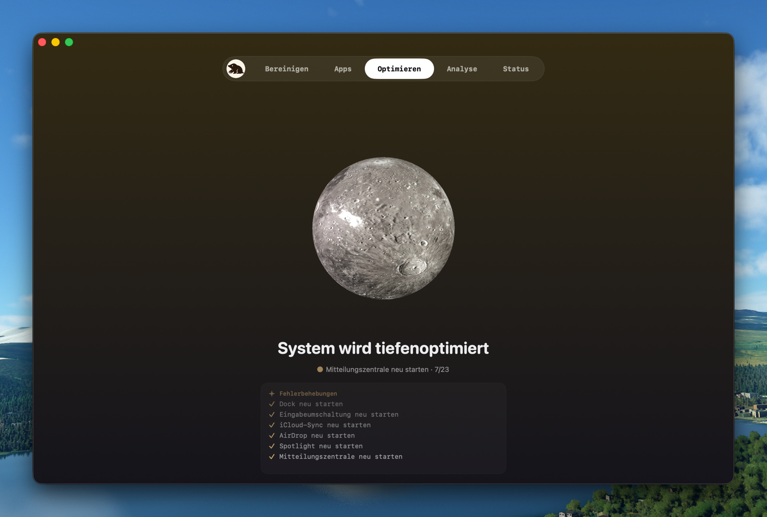 Merkur-Planet für den Optimieren-Tab