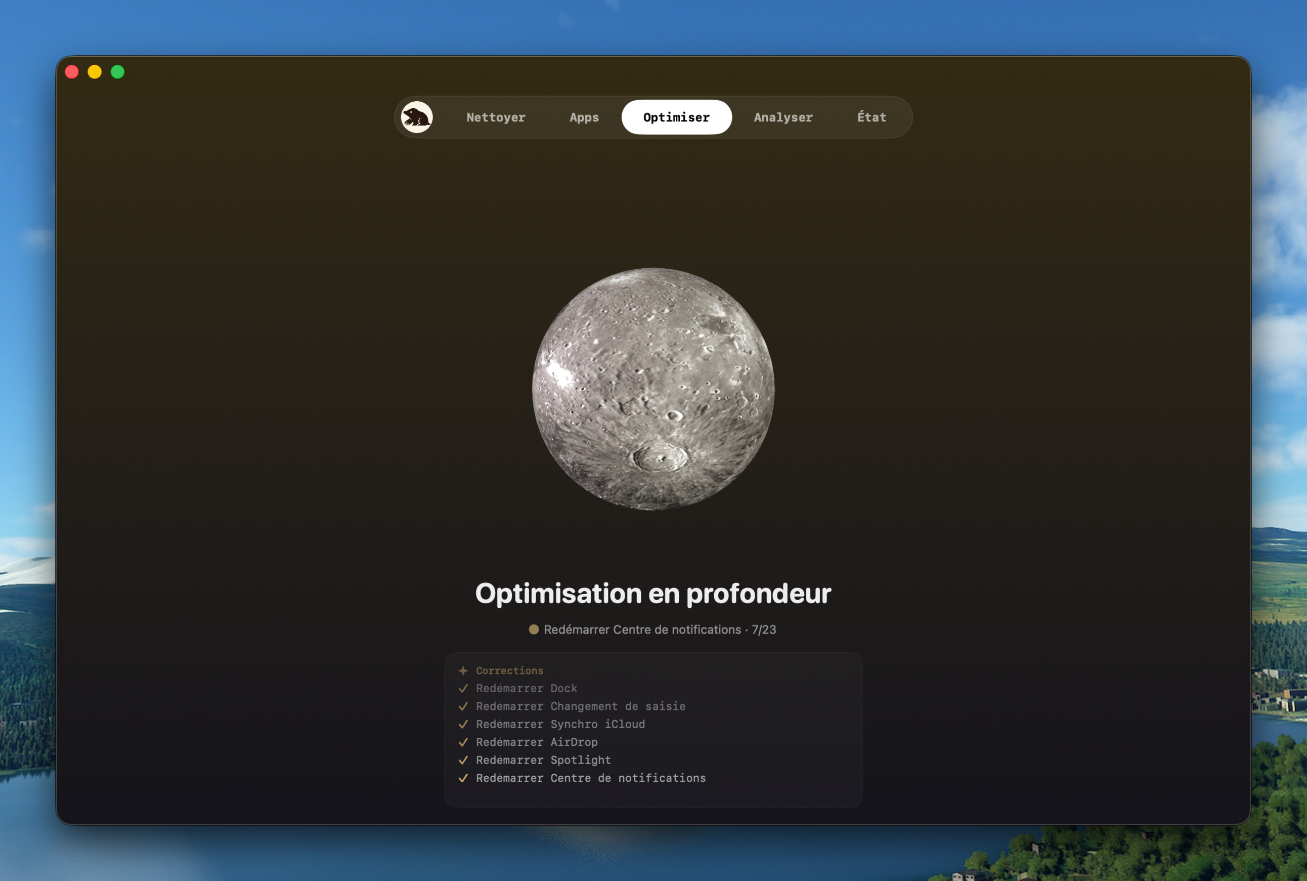 Planète Mercure, onglet Optimiser